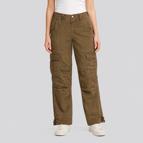 Sundance Pants - Sundance Cargo Pants Womens 6 Brown Cotton Utility Straight Leg Baggy Gorpcore